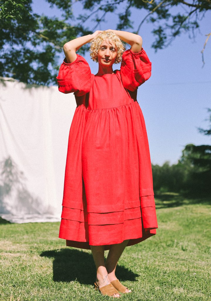 Oversized Linen Dress with Pleated Details