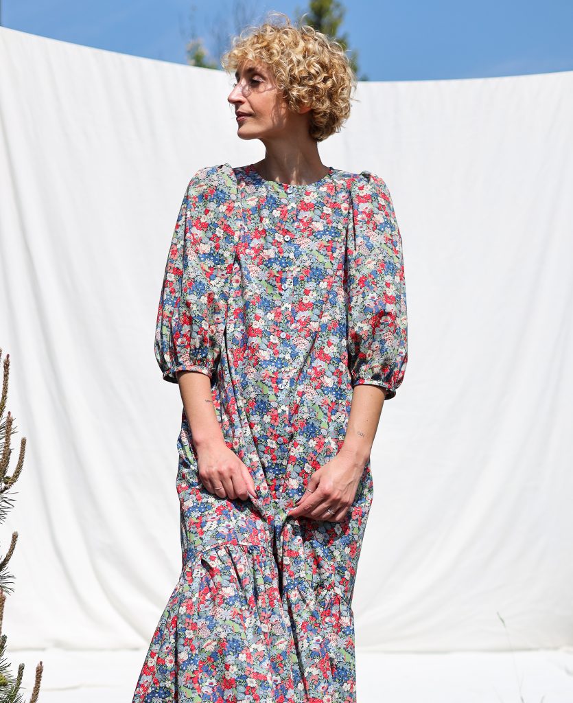Flowy Maxi tiered button through floral dress CHLOE