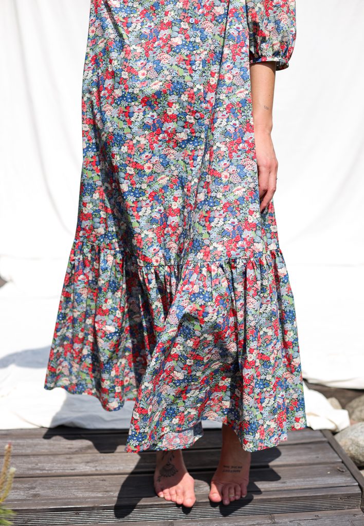 Flowy Maxi tiered button through floral dress CHLOE
