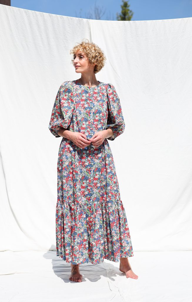 Flowy Maxi tiered button through floral dress CHLOE