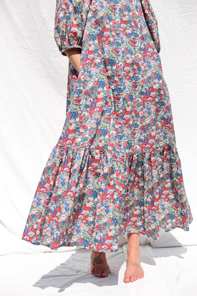 Flowy Maxi tiered button through floral dress CHLOE