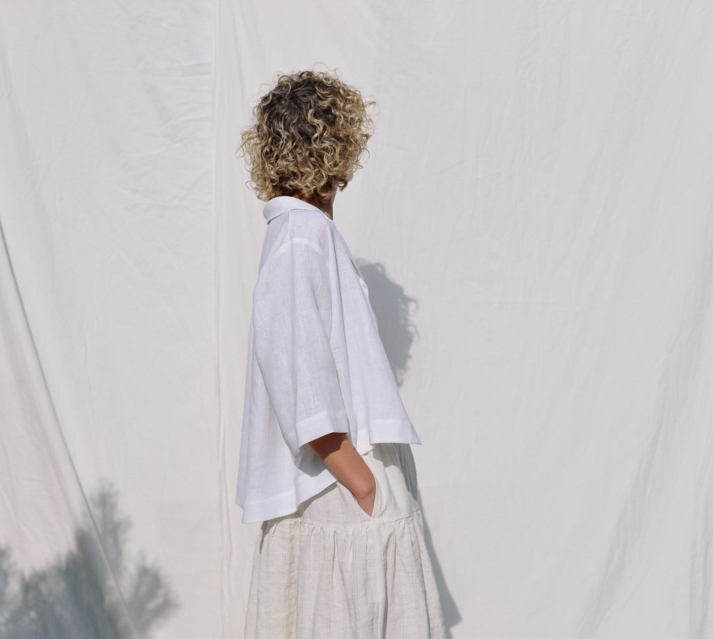 Linen wide sleeves revere collar shirt | Blouse | Sustainable clothing | OffOn clothing