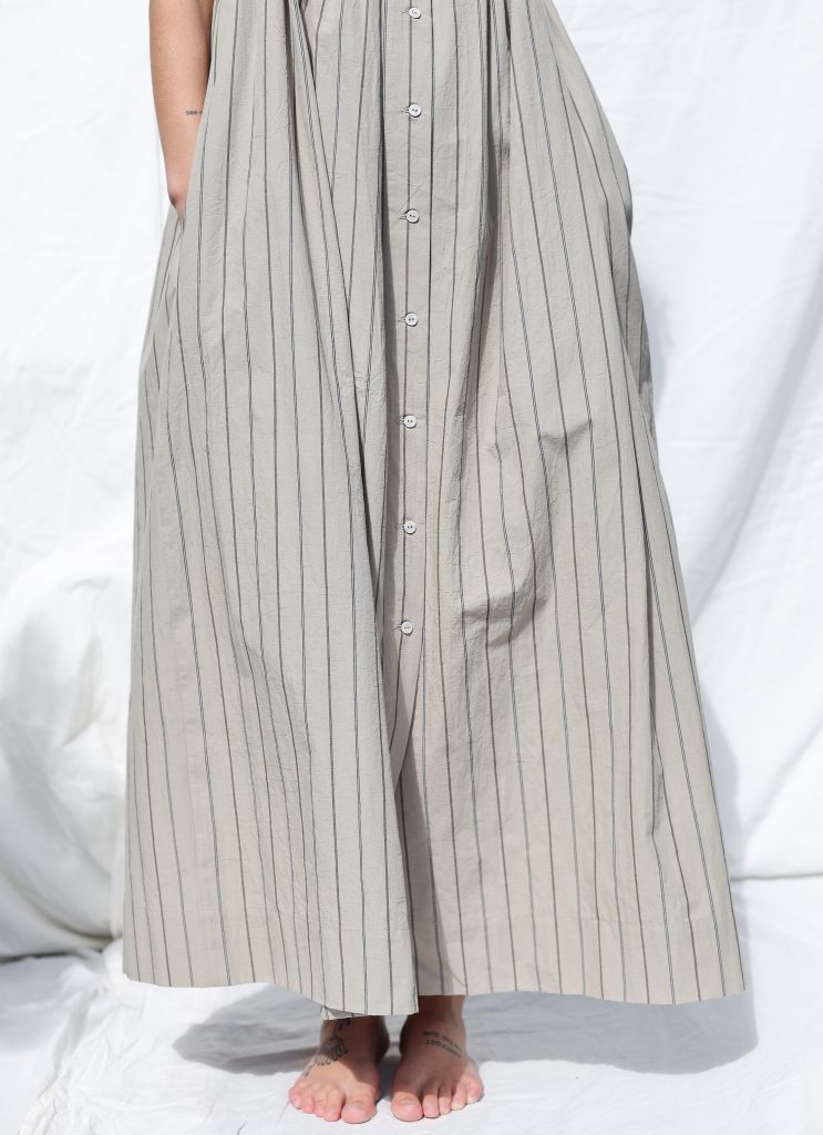 Thin Straps Maxi Dress EMILY in Organic Striped Cotton