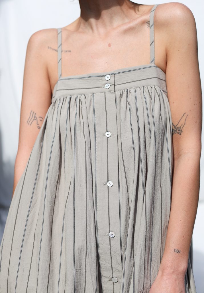 Thin Straps Maxi Dress EMILY in Organic Striped Cotton