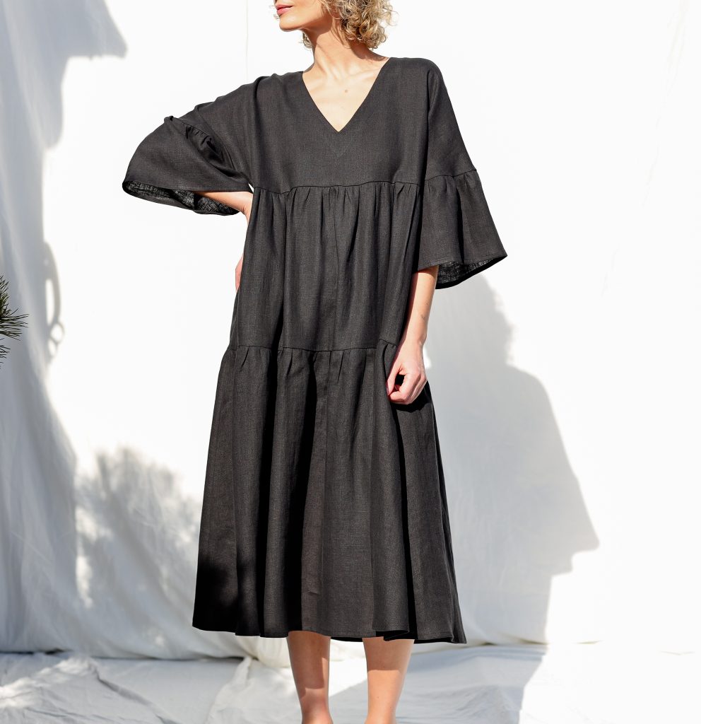 Linen Loose Fit Tiered Dress ADELE
