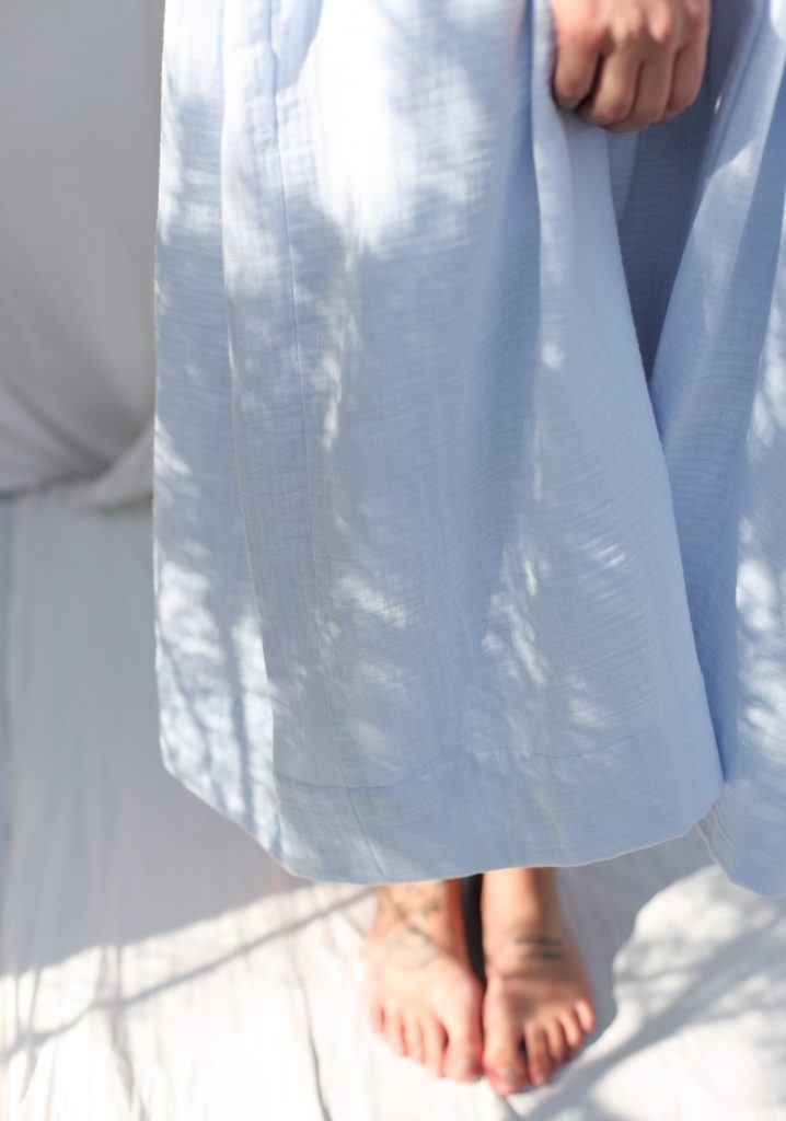 Blue double gauze oversized dress GRETA