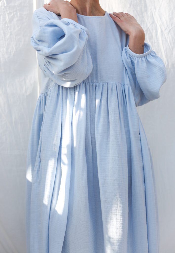 Blue double gauze oversized dress GRETA | Dress | Sustainable clothing | OffOn clothing