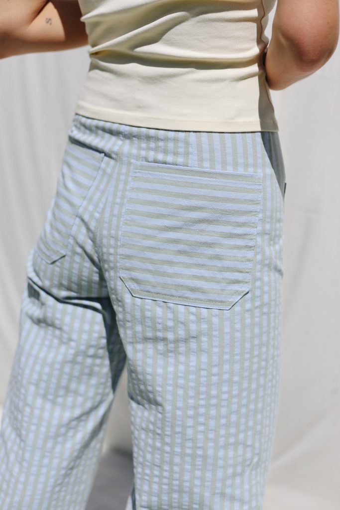 Seersucker Striped Straight Leg Pants
