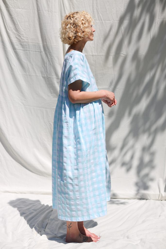 Oversized seersucker checks dress SILVINA