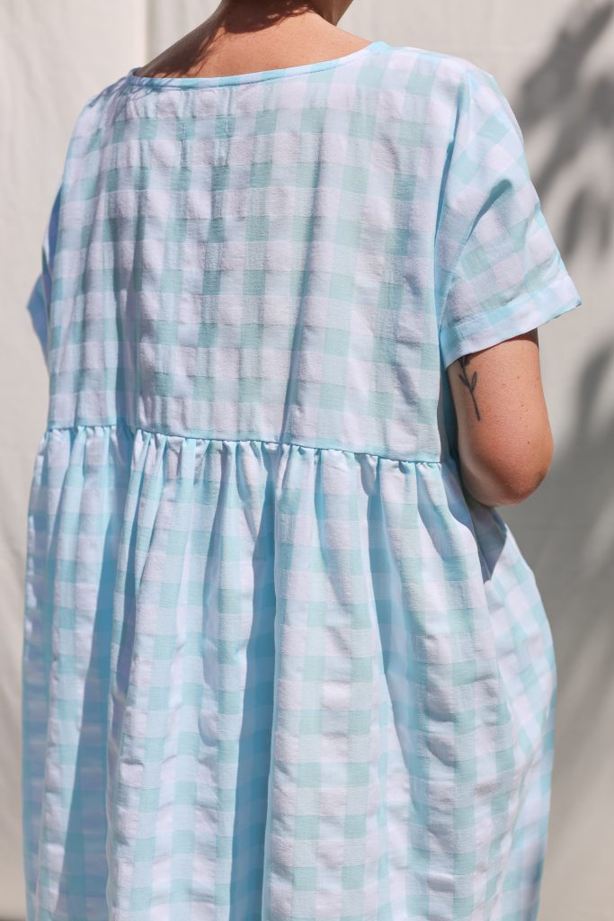 Oversized seersucker checks dress SILVINA