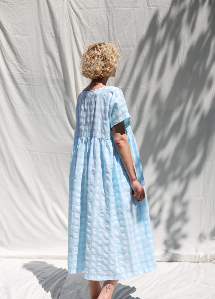 Oversized seersucker checks dress SILVINA