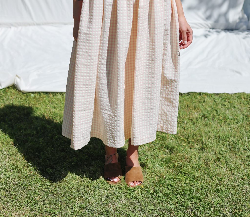 Seersucker Checks Sleeveless Smock Dress