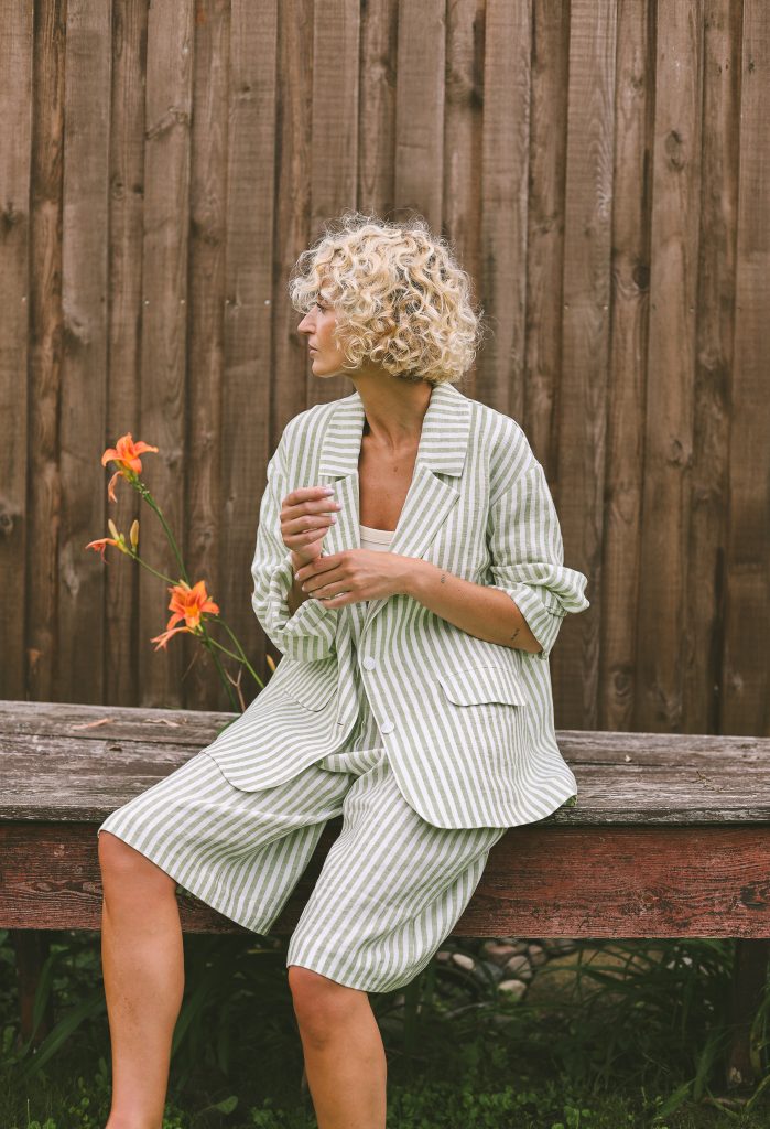 Striped Linen Bermuda Shorts RAQUEL