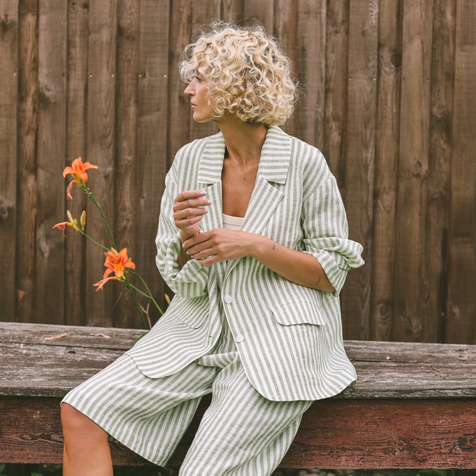 Striped Linen Bermuda Shorts RAQUEL