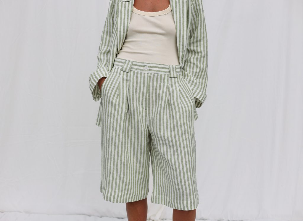 Striped Linen Bermuda Shorts RAQUEL
