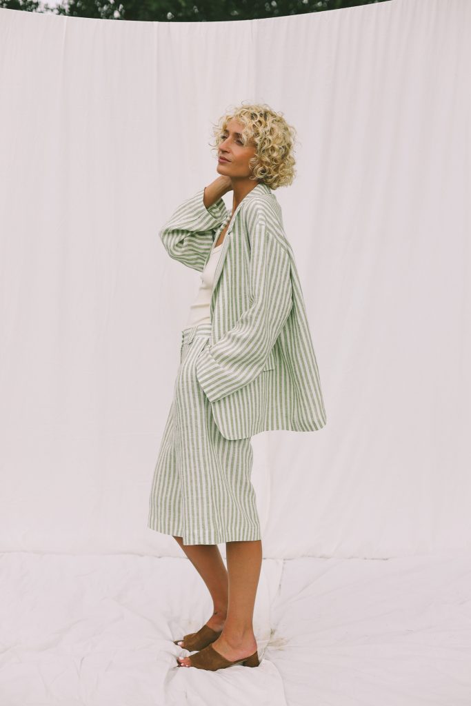 Striped Linen Bermuda Shorts RAQUEL