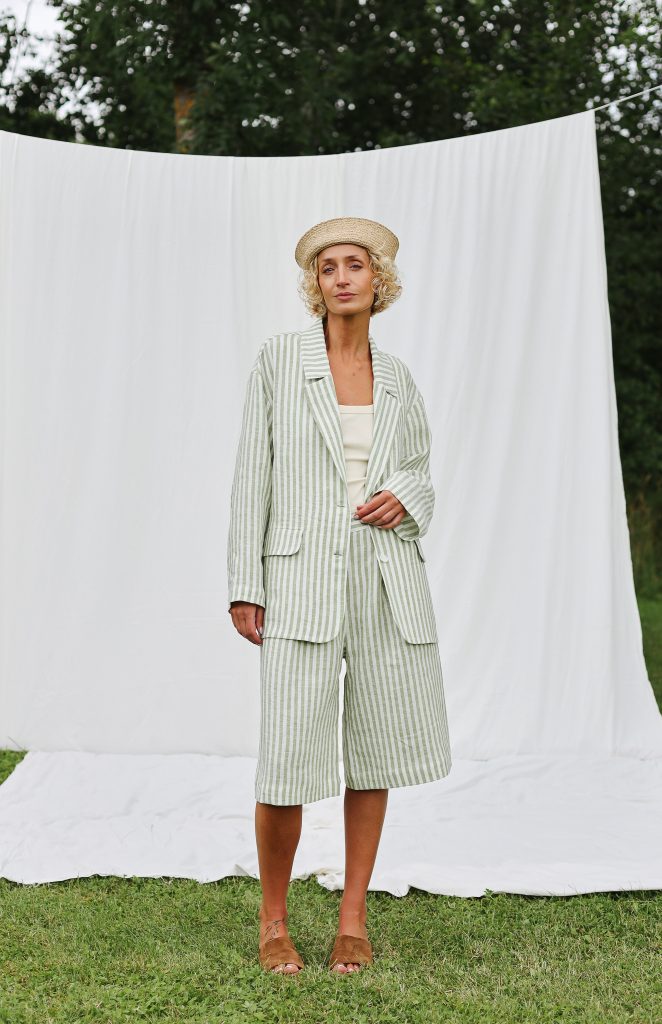Striped Linen Bermuda Shorts RAQUEL |