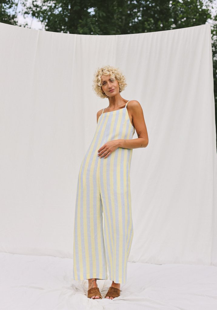 Striped linen sleeveless wide leg jumpsuit JUDE | Jumpsuits | Sustainable clothing | OffOn clothing