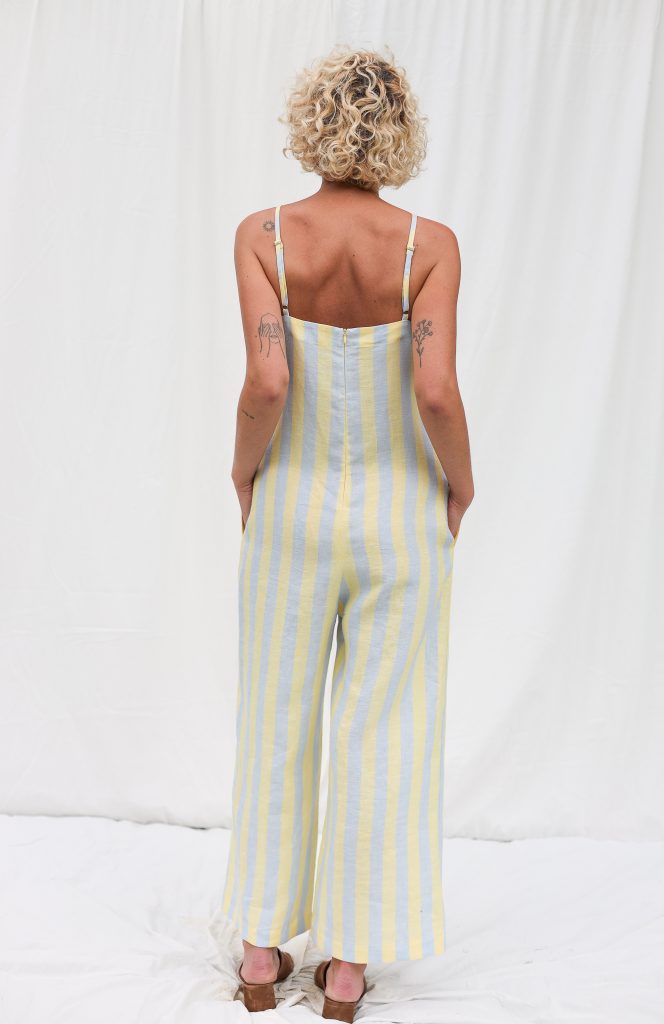 Striped linen sleeveless wide leg jumpsuit JUDE
