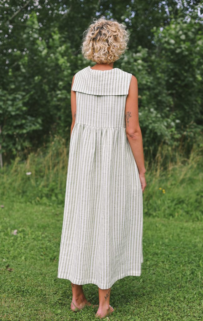 Sailor Collar Sleeveless Linen Dress BETTY in Stripes