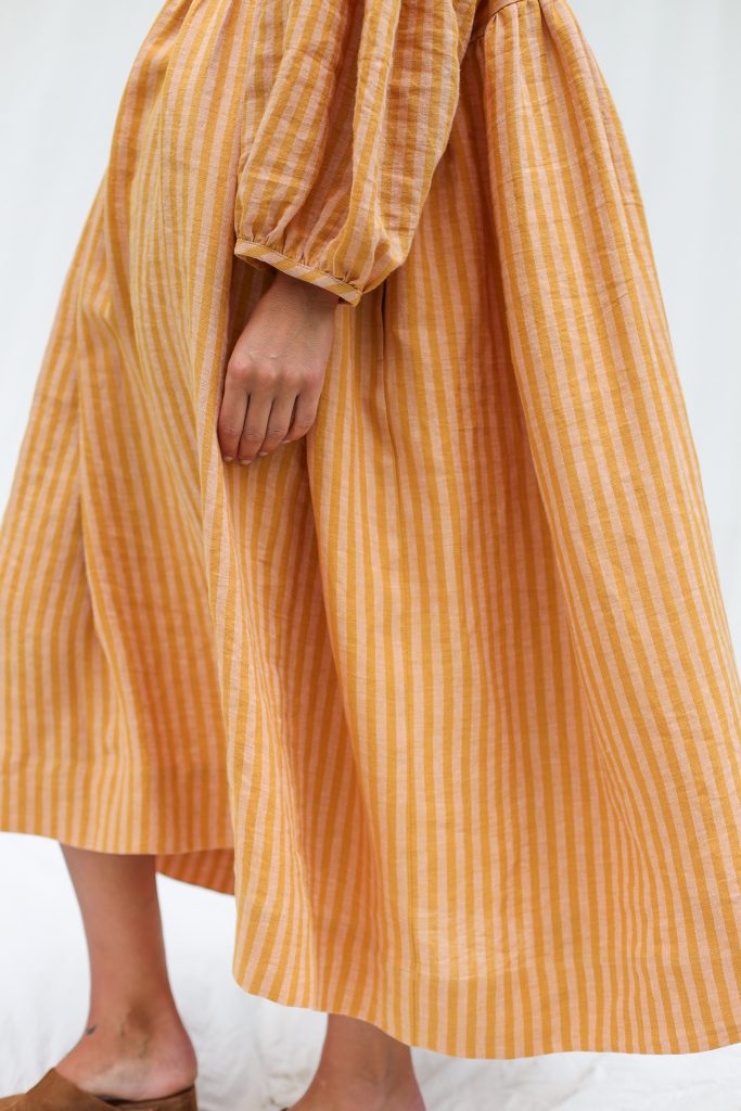 Oversized drop shoulder linen dress GRETA in stripes
