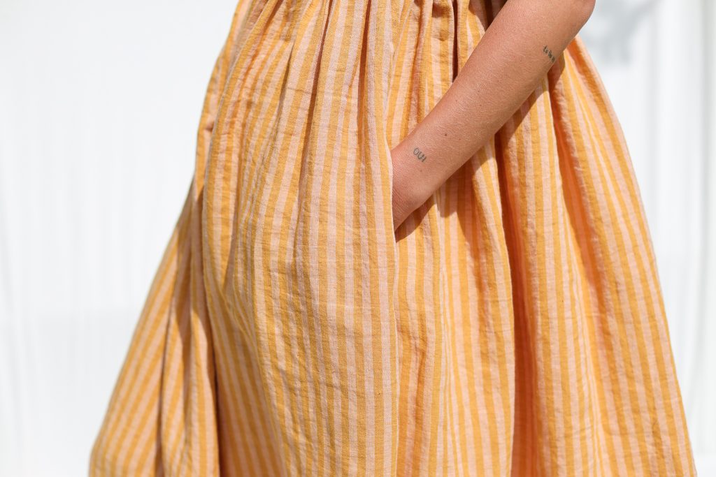 Striped Sleeveless Smock Linen Dress