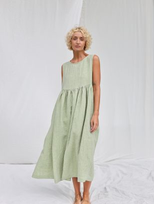 Linen Higher Waist Sleeveless Smock Dress | Dress | Sustainable clothing | OffOn clothing