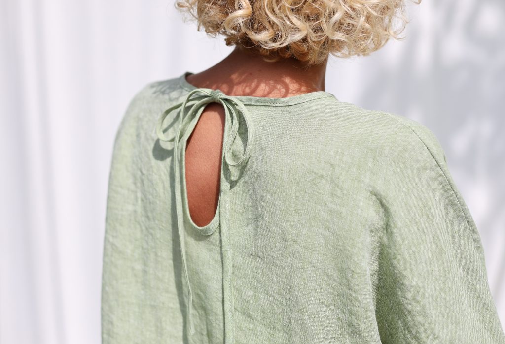 Oversized Dropped Shoulders Linen Peplum Blouse EVE