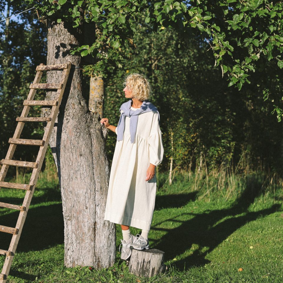Ivory Oversized Gauze Muslin Dress GRETA