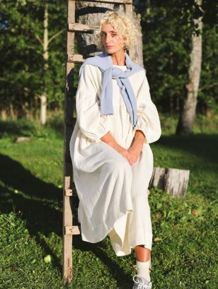 Ivory Oversized Gauze Muslin Dress GRETA | Dress | Sustainable clothing | OffOn clothing