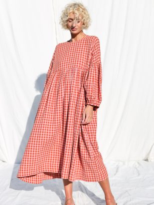 Gingham Double Gauze Oversized Dress GRETA | Dress | Sustainable clothing | OffOn clothing