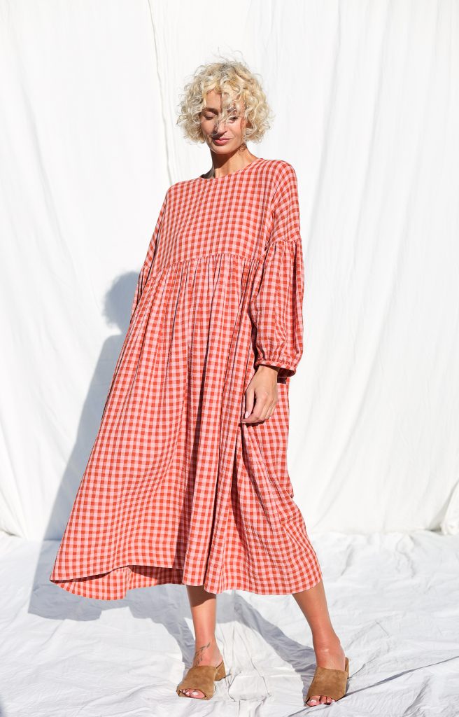 Gingham Double Gauze Oversized Dress GRETA | Dress | Sustainable clothing | OffOn clothing