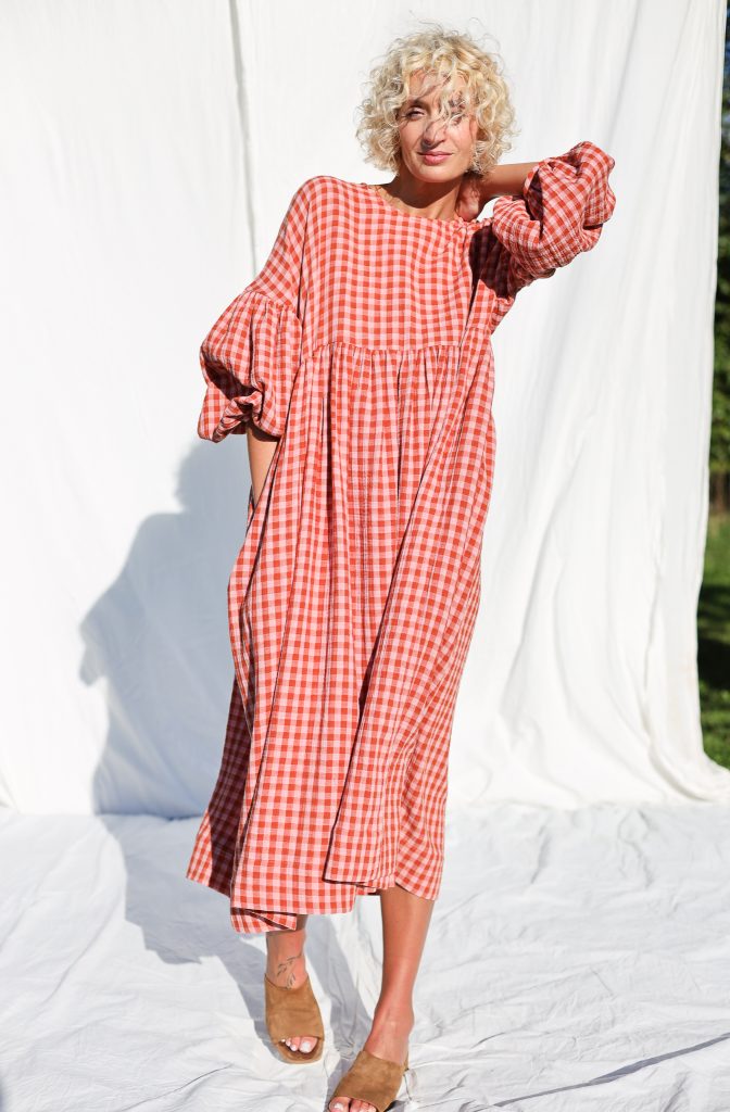 Gingham Double Gauze Oversized Dress GRETA
