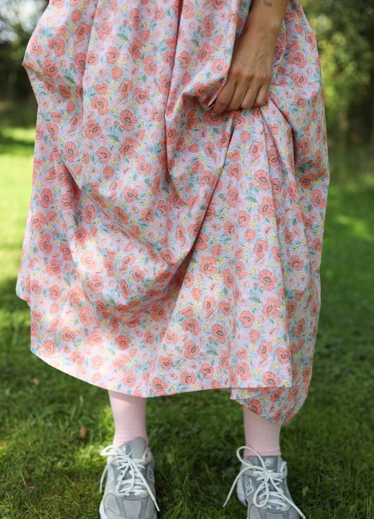 Floral Puffy Sleeves Silky Tana Lawn Cotton Dress NINA