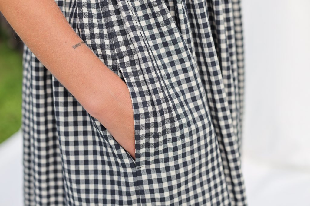 Gingham Sleeveless Seersucker Smock Dress