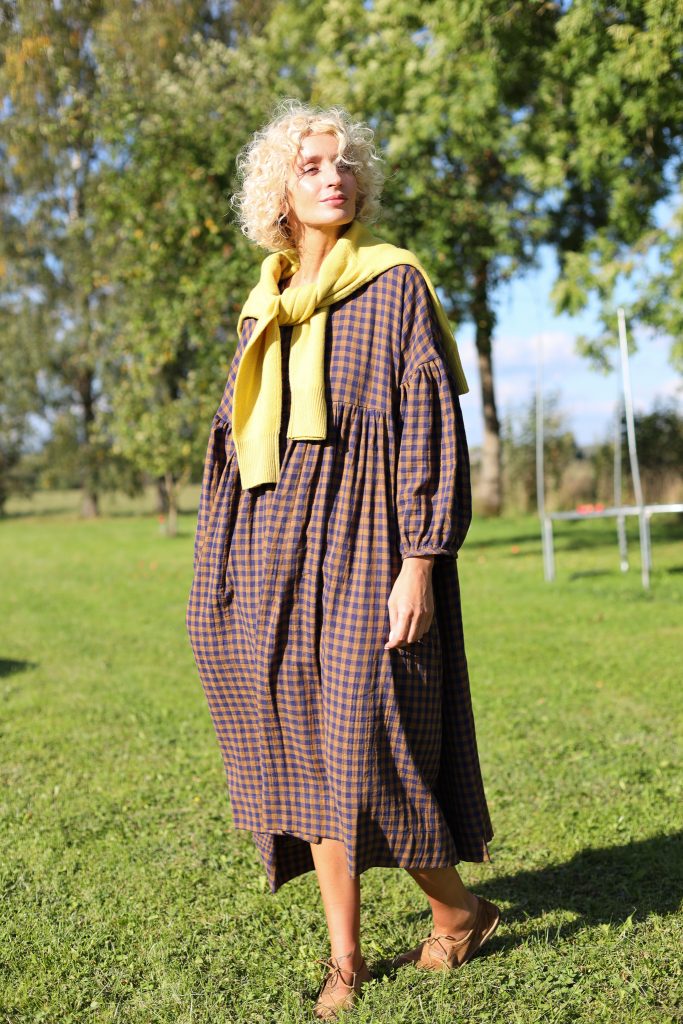 Oversized Dress GRETA in Gingham Double Gauze