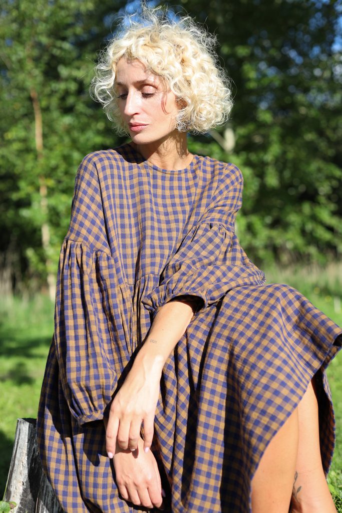 Oversized Dress GRETA in Gingham Double Gauze