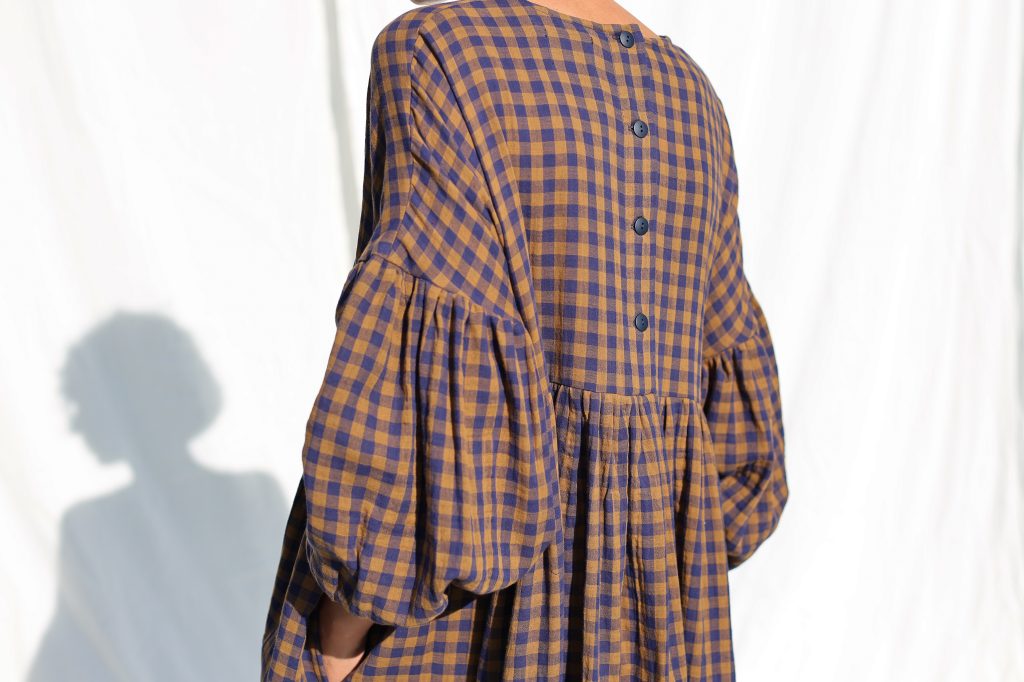 Oversized Dress GRETA in Gingham Double Gauze
