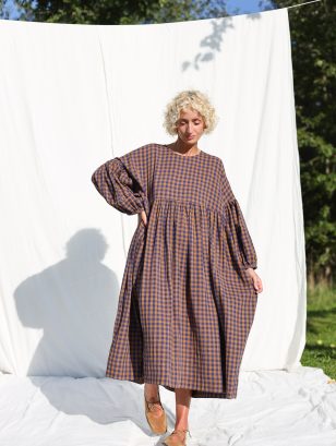 Oversized Dress GRETA in Gingham Double Gauze | Dress | Sustainable clothing | OffOn clothing