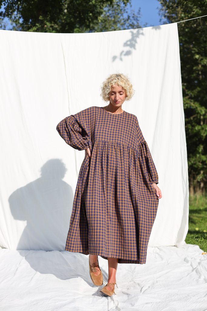 Oversized Dress GRETA in Gingham Double Gauze | Dress | Sustainable clothing | OffOn clothing