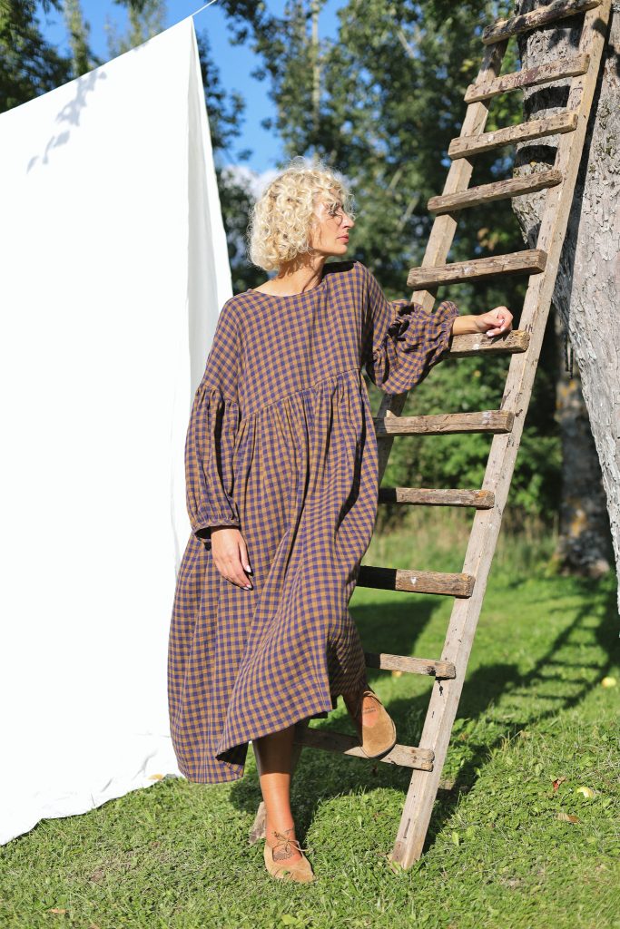 Oversized Dress GRETA in Gingham Double Gauze