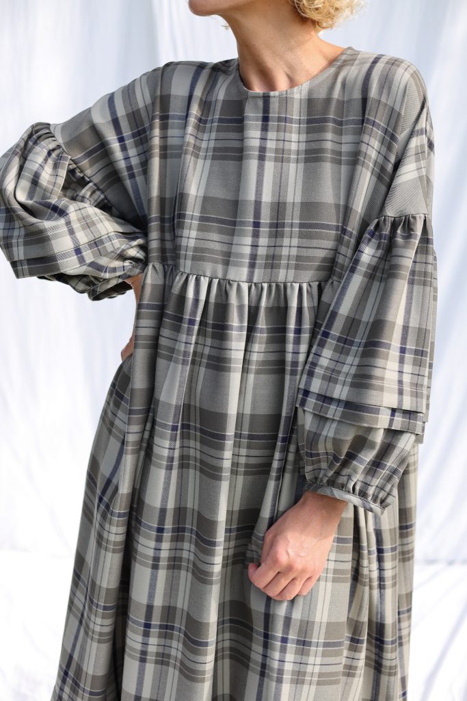 Oversized Plaid Wool Dress