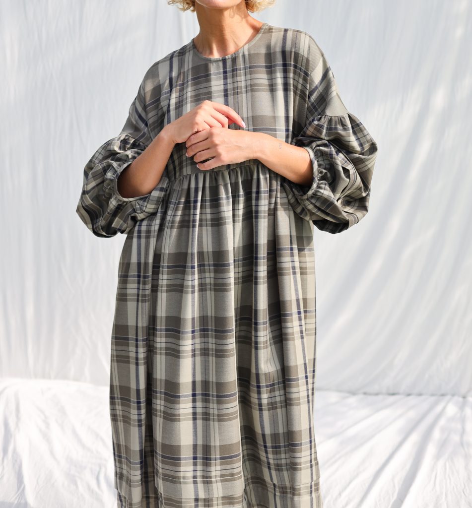 Oversized Plaid Wool Dress