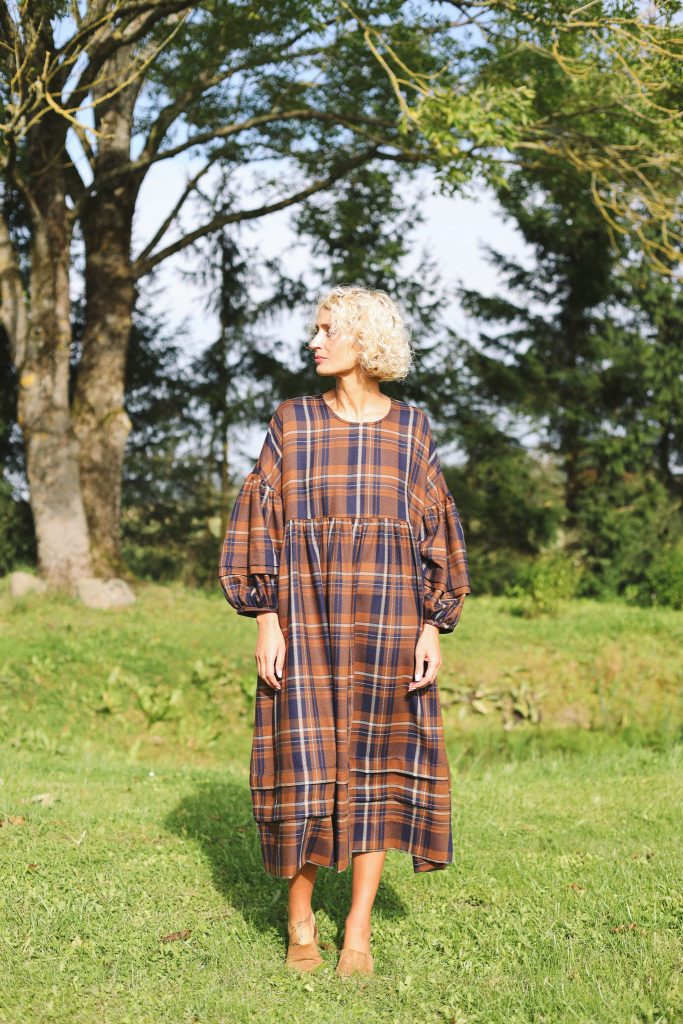 Pleated Detailing Llama Wool Smock Dress
