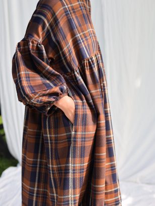Pleated Detailing Llama Wool Smock Dress | Dress | Sustainable clothing | OffOn clothing