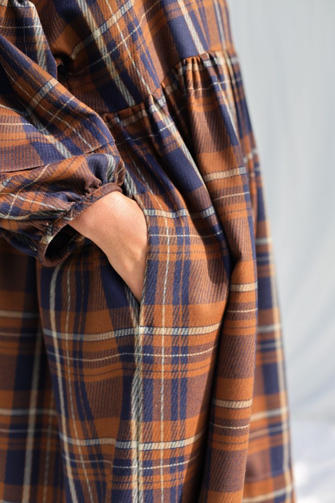 Pleated Detailing Llama Wool Smock Dress