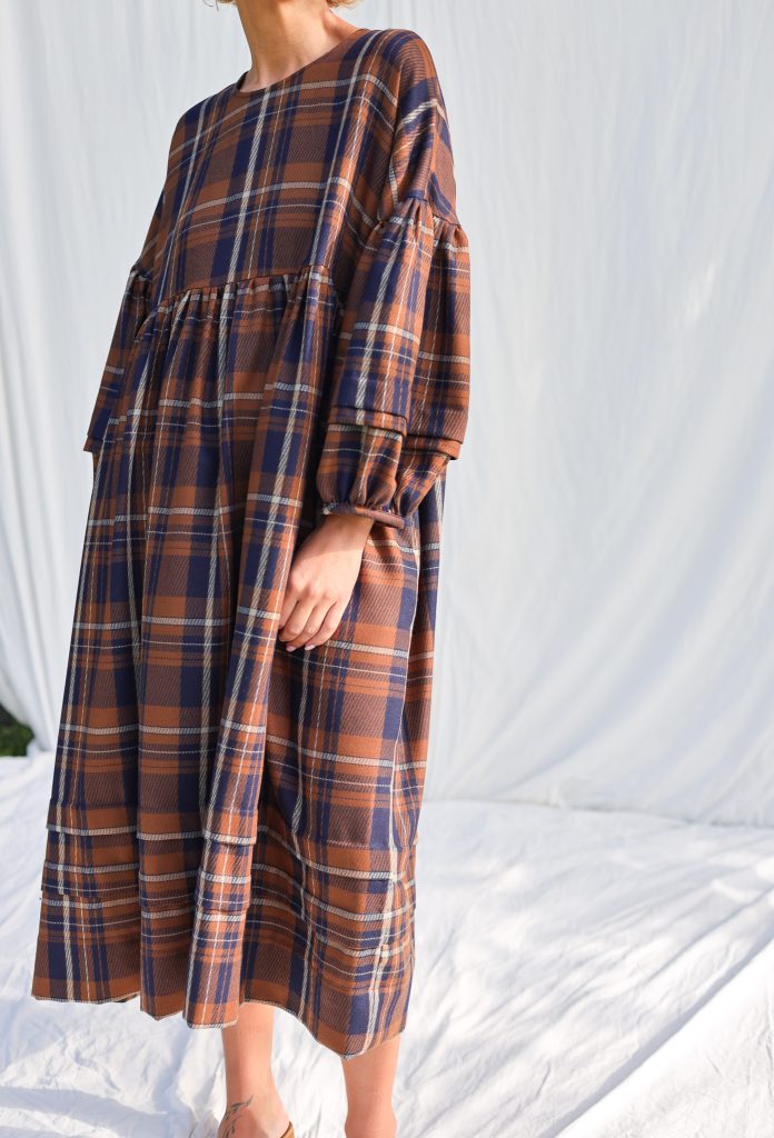 Pleated Detailing Llama Wool Smock Dress