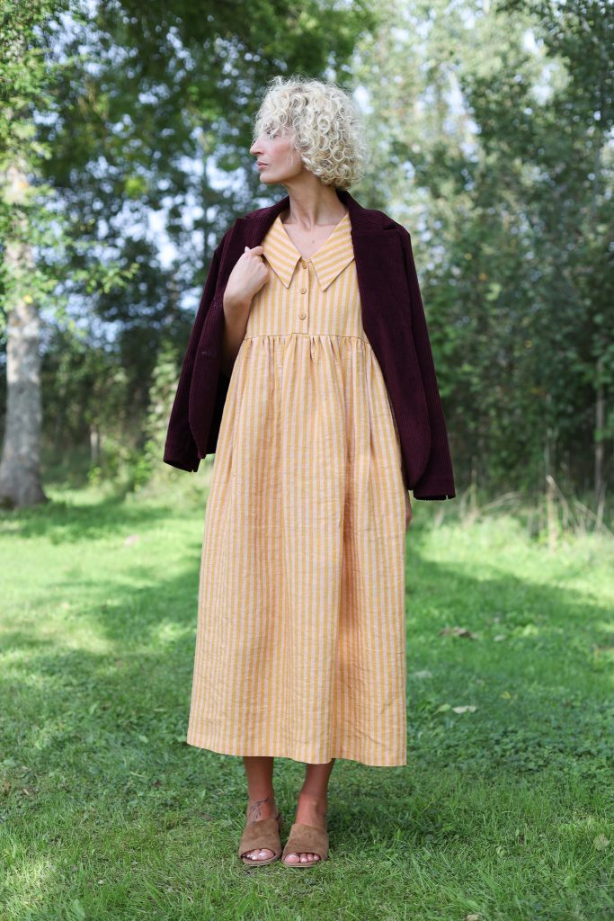 Striped Linen Sailor Collar Sleeveless Dress BETTY