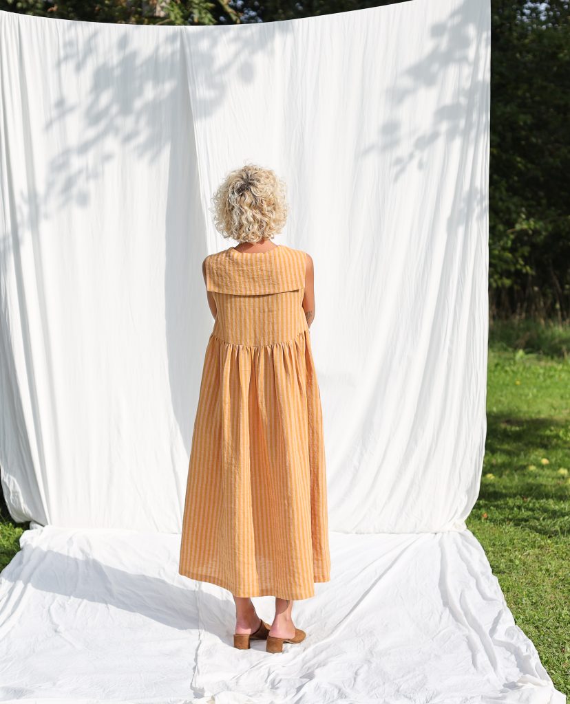 Striped Linen Sailor Collar Sleeveless Dress BETTY