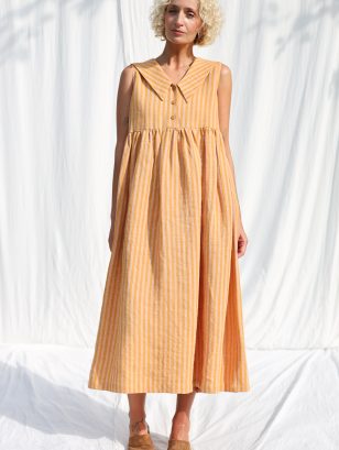 Striped Linen Sailor Collar Sleeveless Dress BETTY | Dress | Sustainable clothing | OffOn clothing
